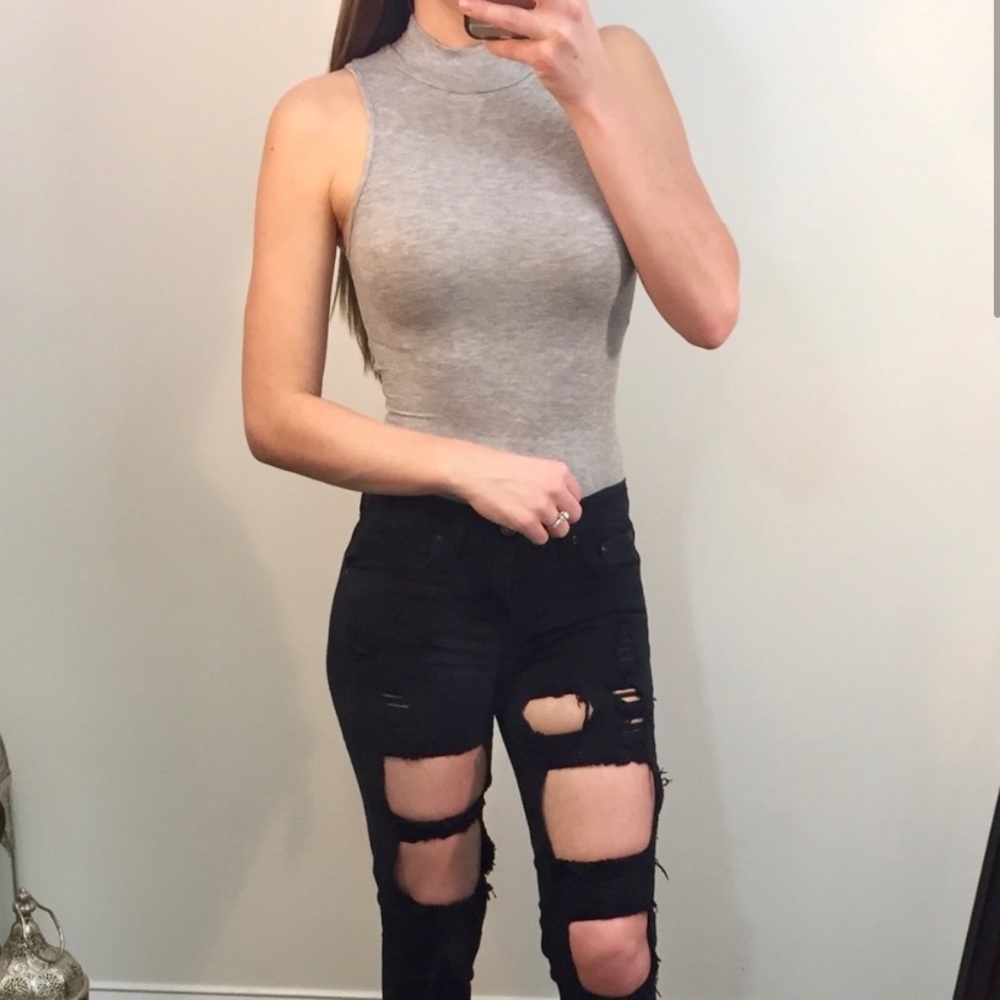 KORI Basic Gray Casual Bodysuit - Picture 1 of 6